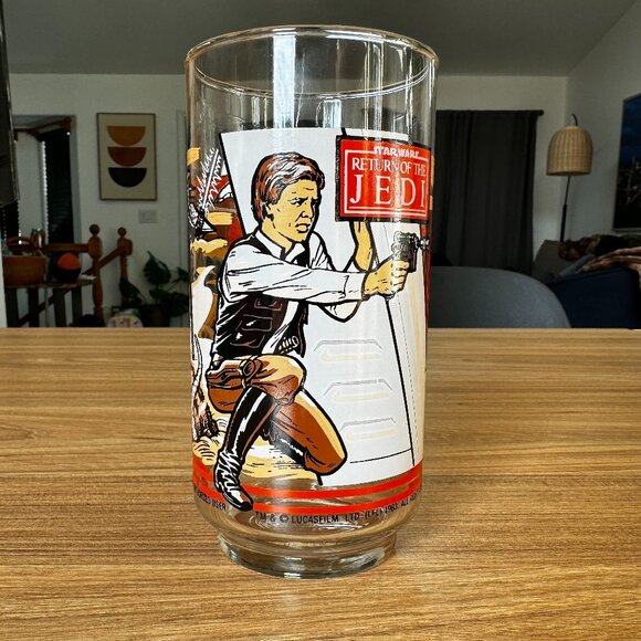 Star Wars Return Of The Jedi 1983 Burger King Glass Han Solo Sail Barge New - Picture 1 of 4